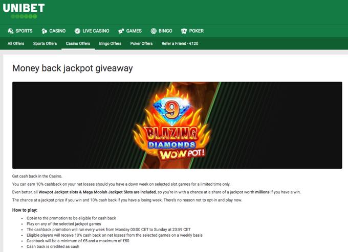 Unibet cashback
